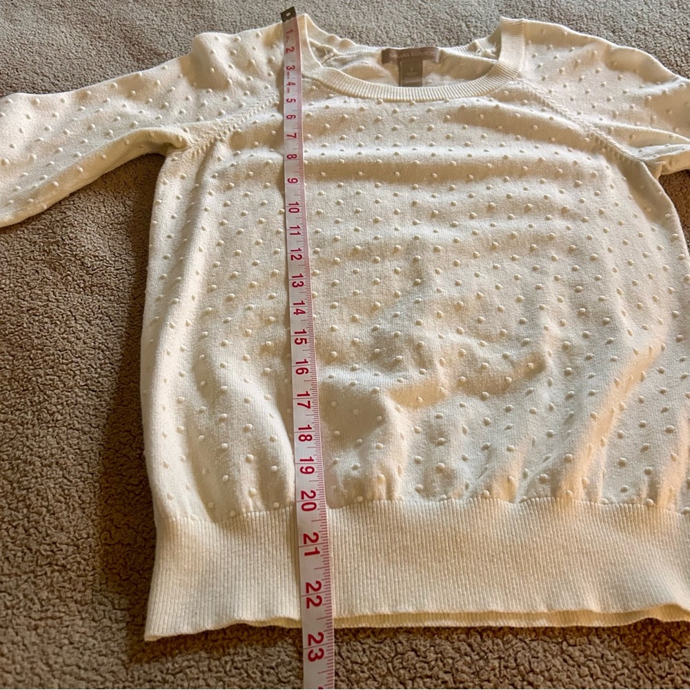Banana Republic Cotton Cashmere Blend Cream Polka dot Textured Sweater Size S - Picture 8 of 8